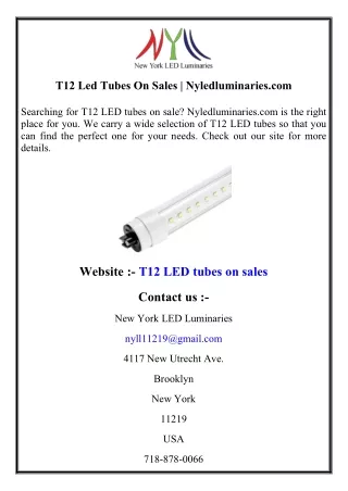 T12 Led Tubes On Sales  Nyledluminaries.com