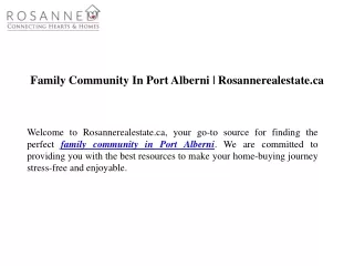 Family Community In Port Alberni Rosannerealestate.ca