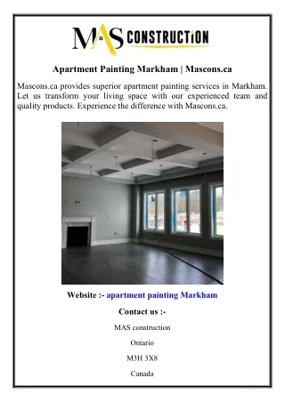 Apartment Painting Markham  Mascons.ca