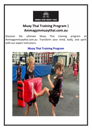 Muay Thai Training Program | Ammagymmuaythai.com.au