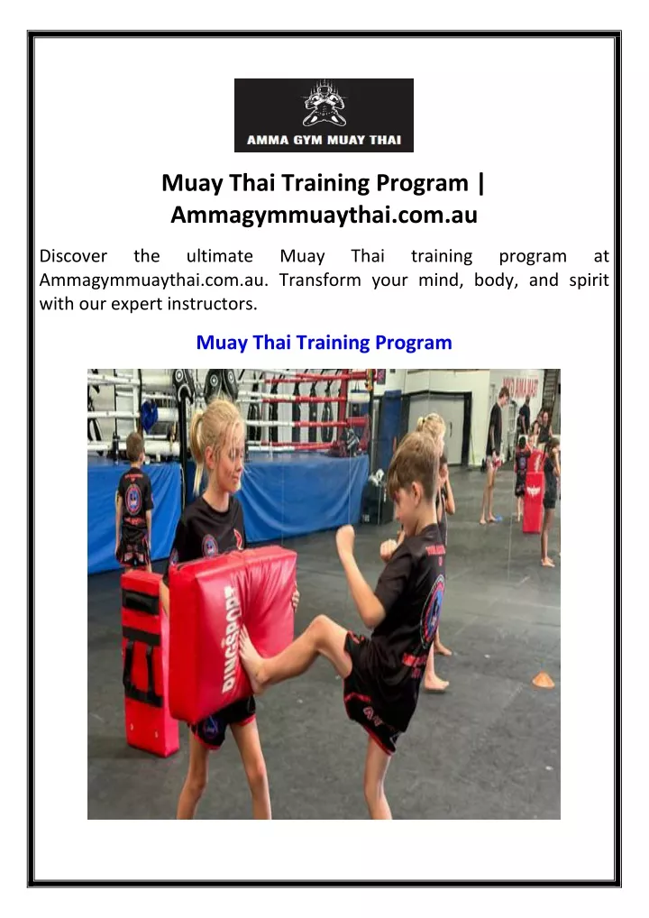 muay thai training program ammagymmuaythai com au