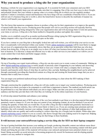 why you need to produce a blog site for your
