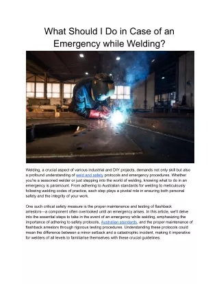 What Should I Do in Case of an Emergency while Welding