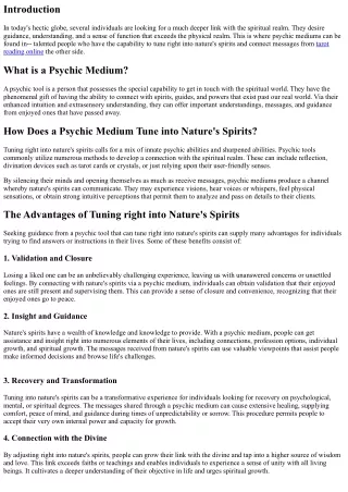 Tuning into Nature's Spirits: An Informative Journey with a Psychic Tool