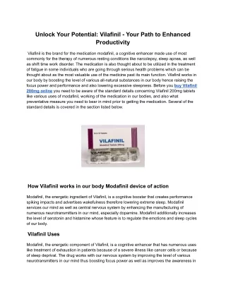 unlock your potential vilafinil your path