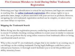Five Common Mistakes to Avoid During Online Trademark Registration