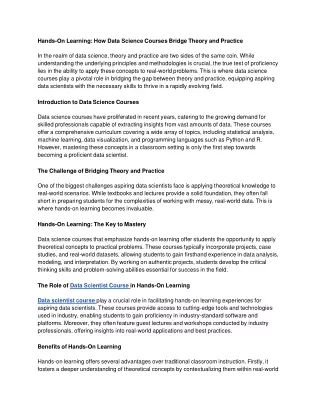 hands on learning how data science courses bridge