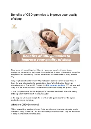 Benefits of CBD gummies to improve your quality of sleep