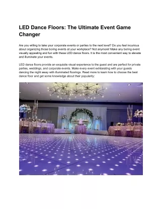 LED Dance Floors: The Ultimate Event Game Changer