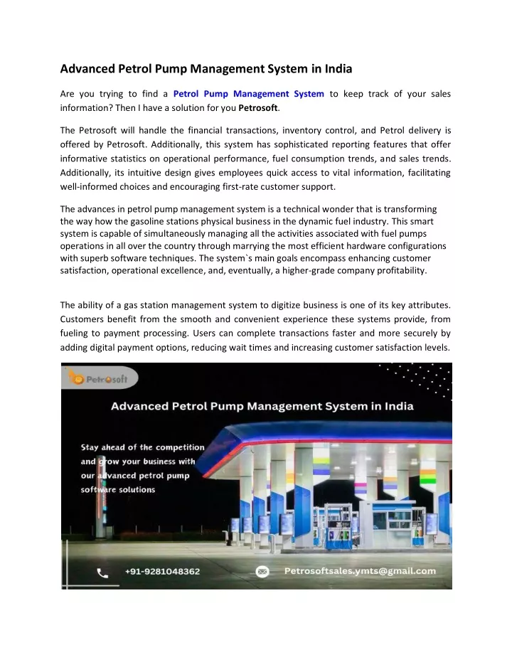 advanced petrol pump management system in india