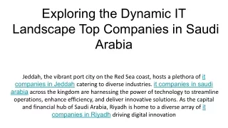 Exploring the Dynamic IT Landscape Top Companies in Saudi Arabia
