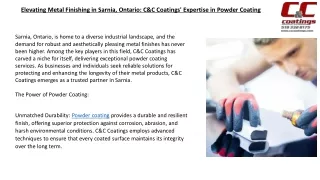 Elevating Metal Finishing in Sarnia, Ontario C&C Coatings' Expertise in Powder Coating