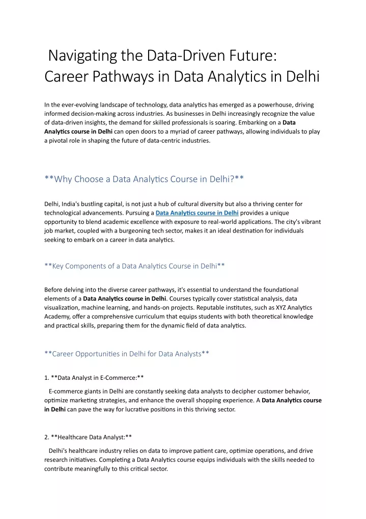 navigating the data driven future career pathways