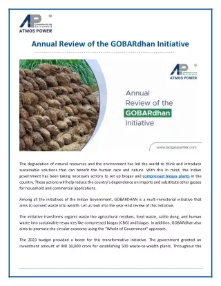 Annual Review of the GOBARdhan Initiative