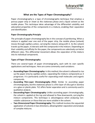 what are the types of paper chromatography