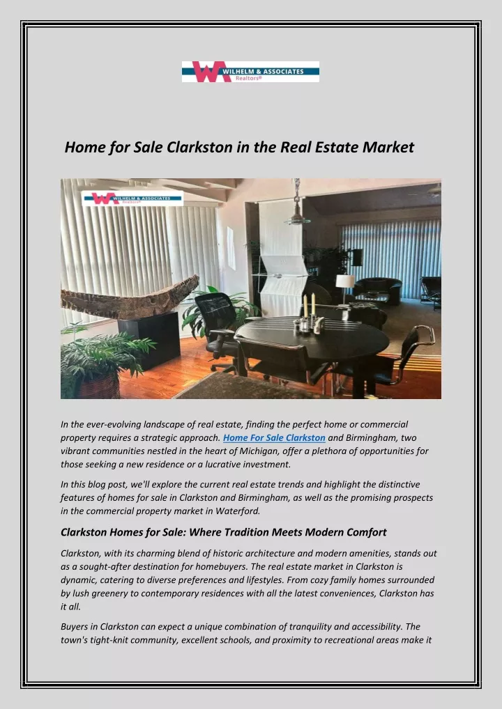 home for sale clarkston in the real estate market