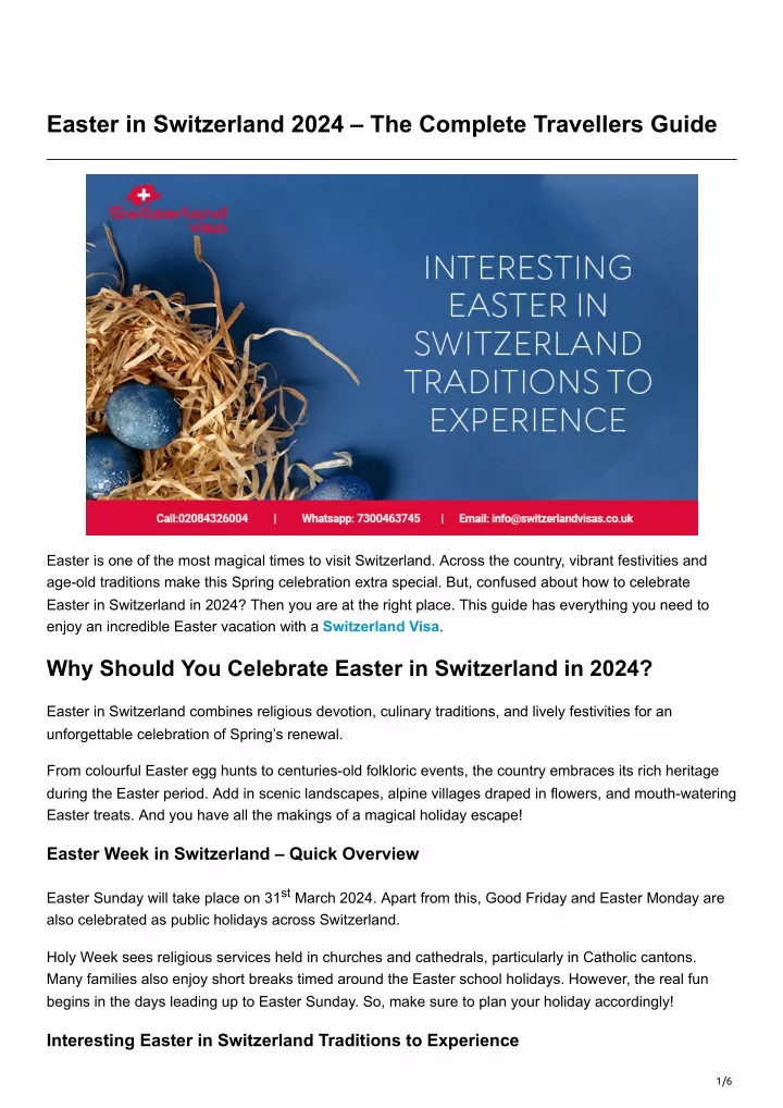 easter in switzerland 2024 the complete