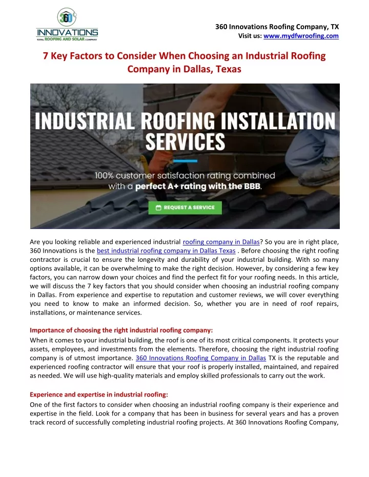 360 innovations roofing company tx visit