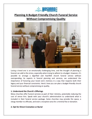 Planning A Budget-Friendly Church Funeral Service Without Compromising Quality