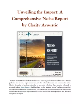 A Comprehensive Noise Report by Clarity Acoustic