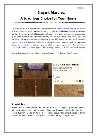 Elegant Marbles A Luxurious Choice for Your Home