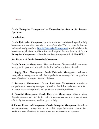 Oracle Enterprise Management_ A Comprehensive Solution for Business Operations