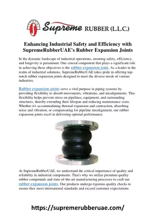 Enhancing Industrial Safety and Efficiency with SupremeRubberUAE's Rubber Expans