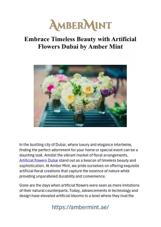 Blossoming Elegance: Premier Artificial Flowers in Dubai
