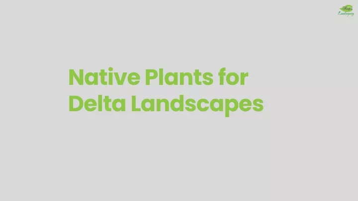 native plants for delta landscapes