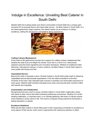 Indulge in Excellence_ Unveiling Best Caterer in South Delhi