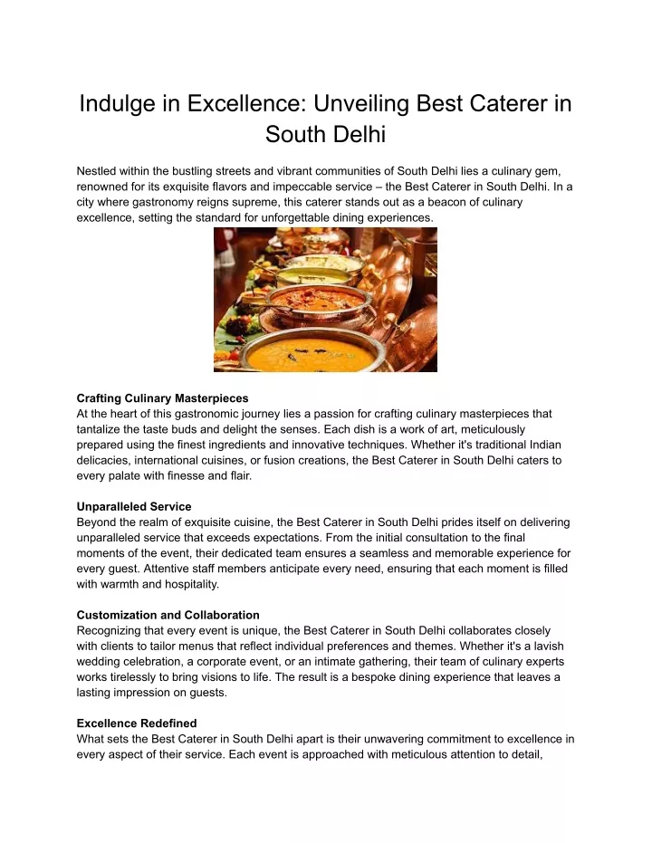 indulge in excellence unveiling best caterer