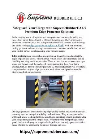 Safeguard Your Cargo with SupremeRubberUAE's Premium Edge Protector Solutions