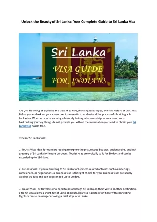 Unlock the Beauty of Sri Lanka: Your Complete Guide to Sri Lanka Visa