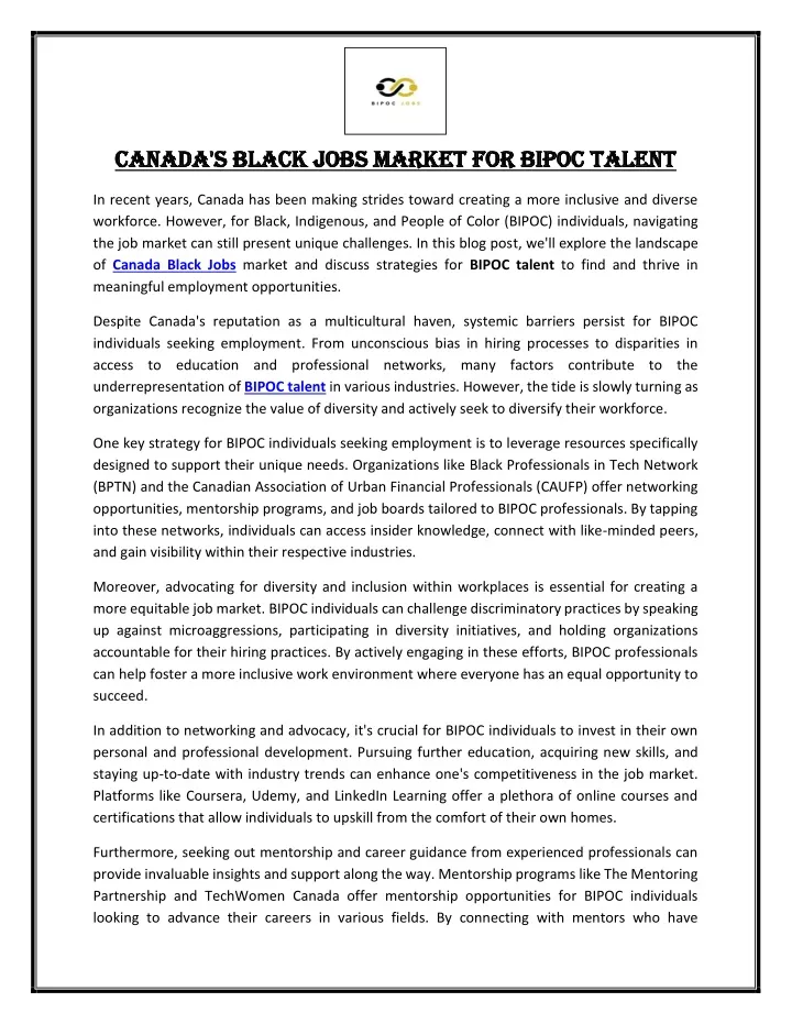canada s black jobs market for bipoc talent