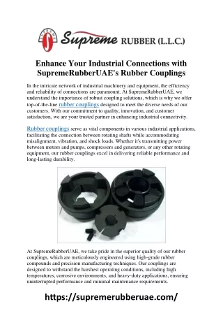 : Enhance Your Industrial Connections with SupremeRubberUAE's Rubber Couplings