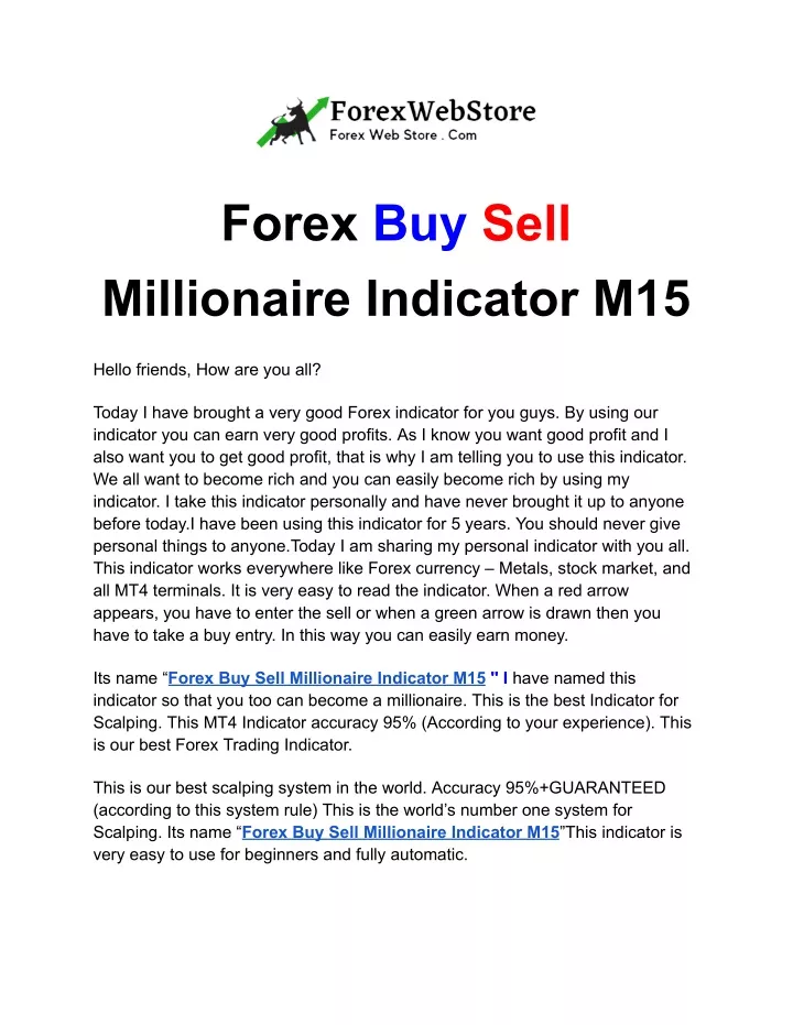 forex buy sell millionaire indicator m15