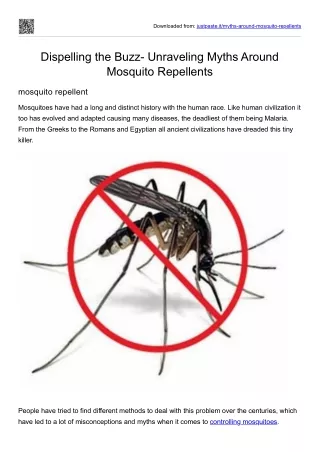 Dispelling the Buzz- Unraveling Myths Around Mosquito Repellents