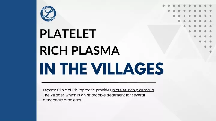 platelet rich plasma in the villages