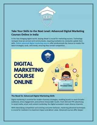 Take Your Skills to the Next Level: Advanced Digital Marketing Courses Online