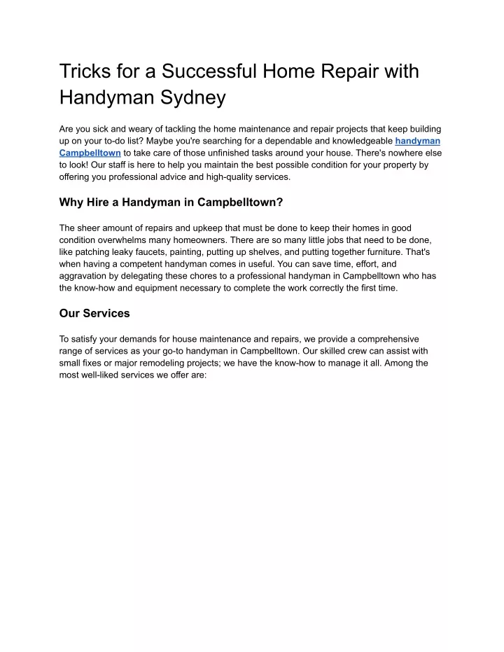 tricks for a successful home repair with handyman