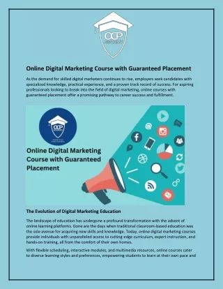 Online Digital Marketing Course with Guaranteed Placement