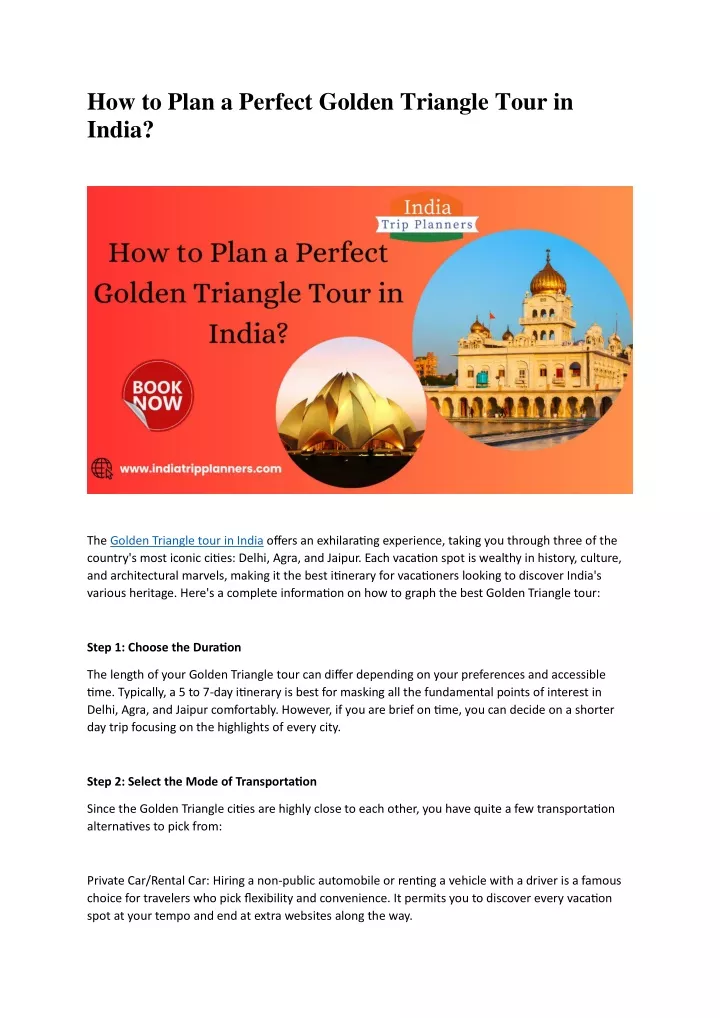 how to plan a perfect golden triangle tour