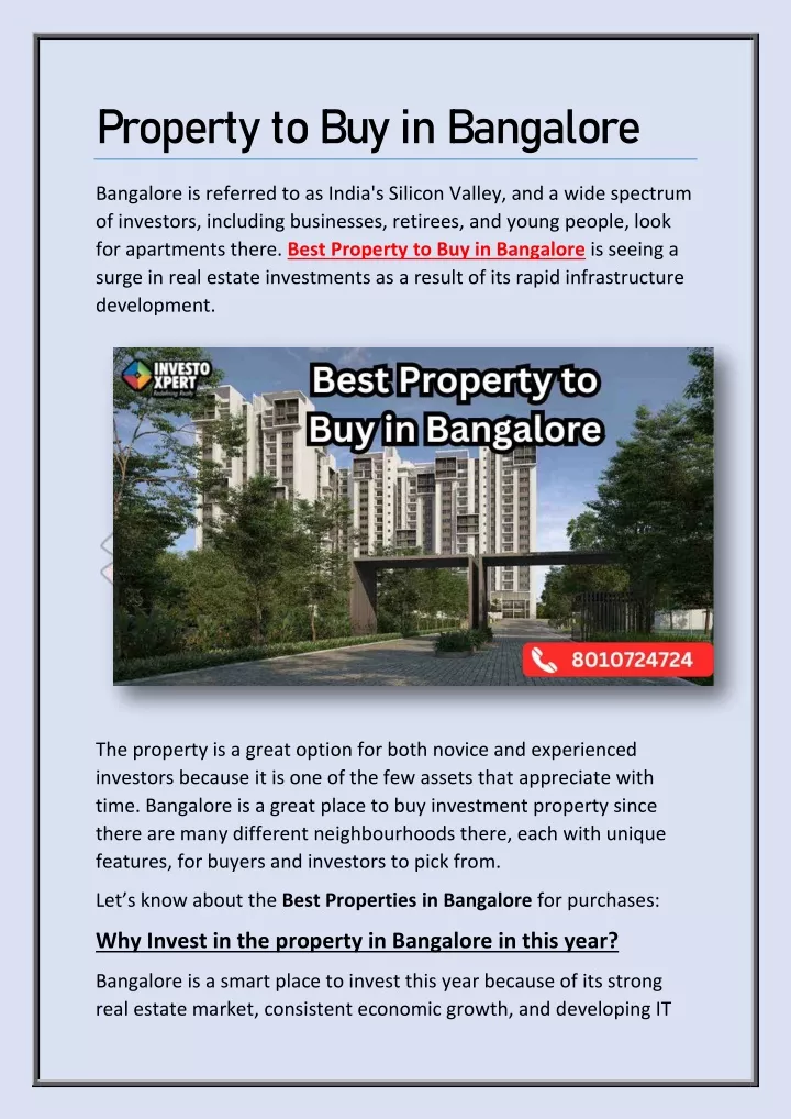 PPT Top 10 Best Residential Projects In Bangalore 2024 PowerPoint   Property To Buy In Bangalore N 