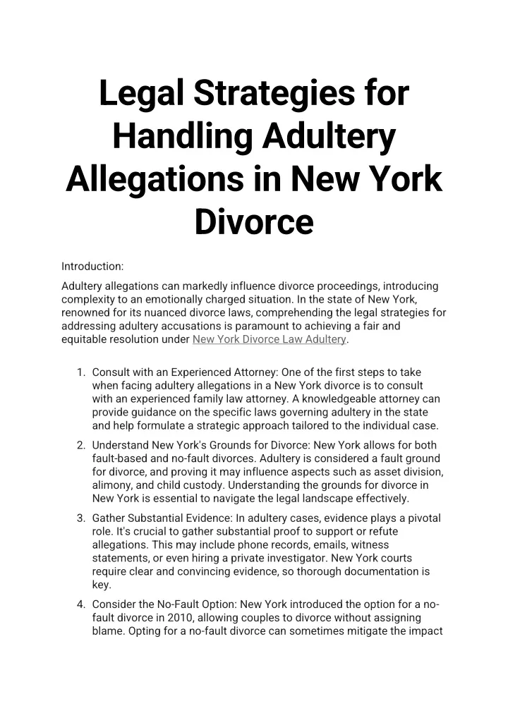 legal strategies for handling adultery