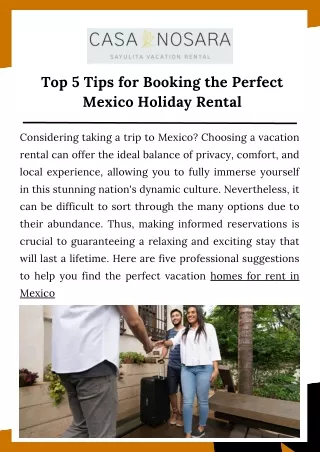 Top 5 Tips for Booking the Perfect Mexico Holiday Rental