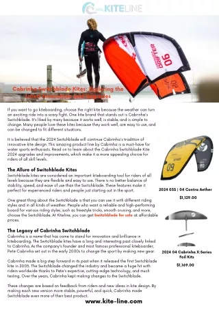 Cabrinha Switchblade Kites Exploring the Latest Innovations and Upgrades