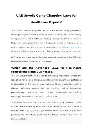 UAE Unveils Game-Changing Laws for Healthcare Experts!