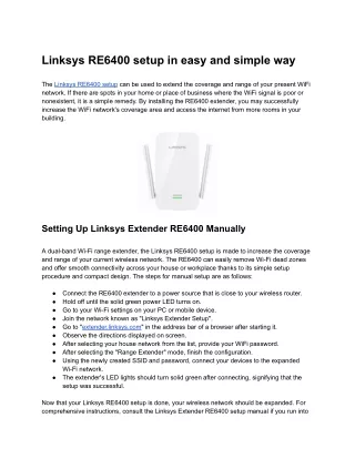 Linksys RE6400 setup in easy and simple way