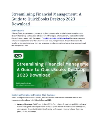 Streamlining Financial Management A Guide to QuickBooks Desktop 2023 Download