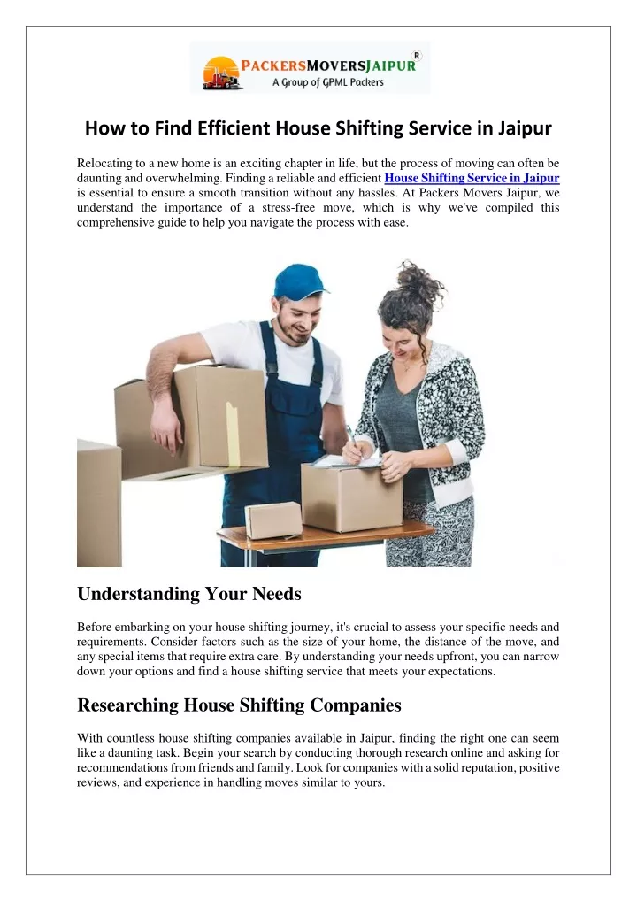 how to find efficient house shifting service